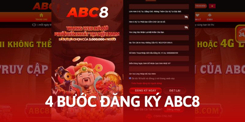 4 bước đăng ký ABC8 cực chuẩn cho khách mới